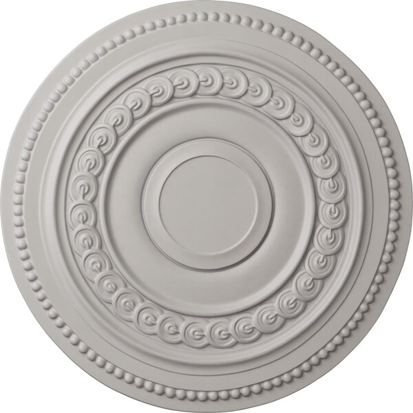 Ekena Millwork Oldham Ceiling Medallion (Fits Canopies up to 8 5/8"), Hnd-Painted Ultra Pure White, 18"OD x 1 1/4"P CM18OLUWF - main